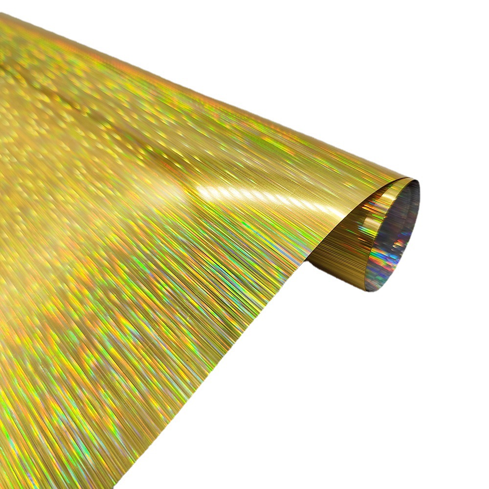 PET镀铝金色竖草条镭射复合膜镀铝金属膜车贴广告印刷
