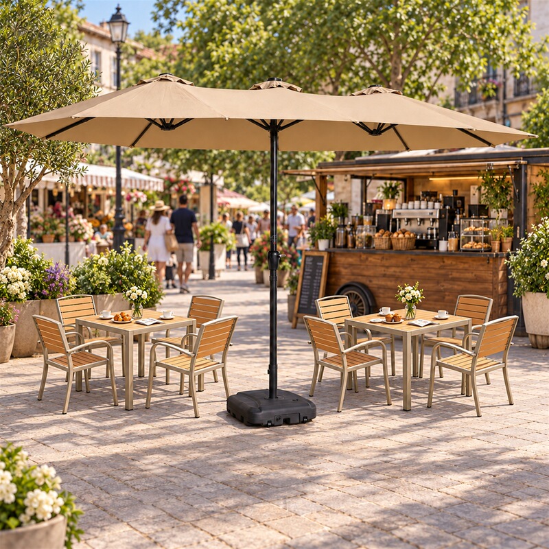 Outdoor sunshade umbrella, courtyard umbrella, rectangular large umbrella with a central pole, Roman-style umbrella, suitable for outdoor commercial use, and can be used as a double-head umbrella Outdoor sunshade umbrella, courtyard umbrella, rectangular large umbrella with a central pole, Roman-style umbrella, suitable for outdoor commercial use, and can be used as a double-head umbrella