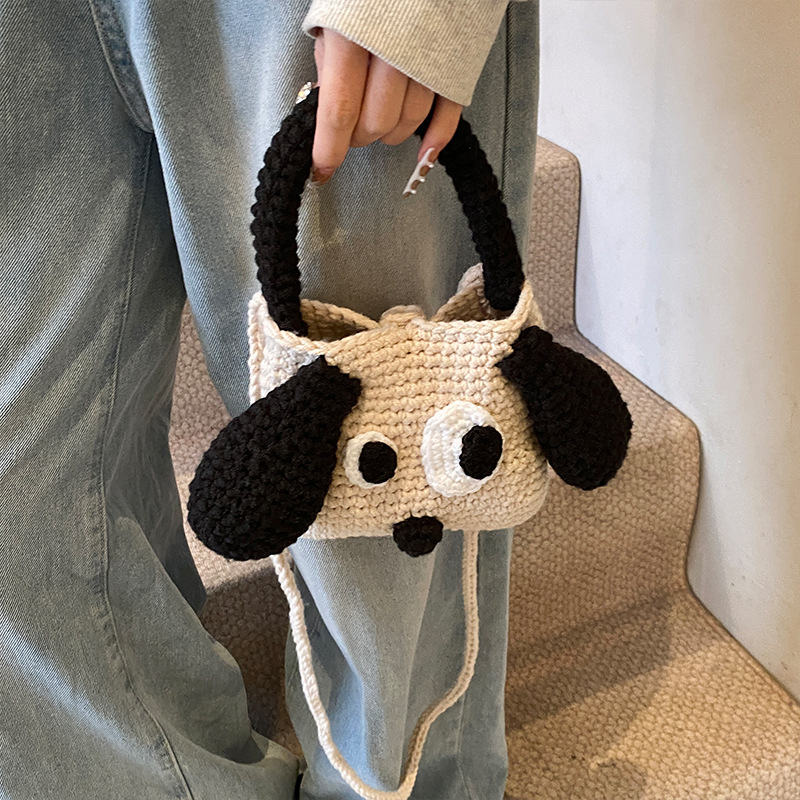 Productos acabados gancho niñas y niños bolsos de hombro caricatura lindo perro de ojos grandes bolsos de mano para niños otoño y invierno nuevos bolsos para niños
