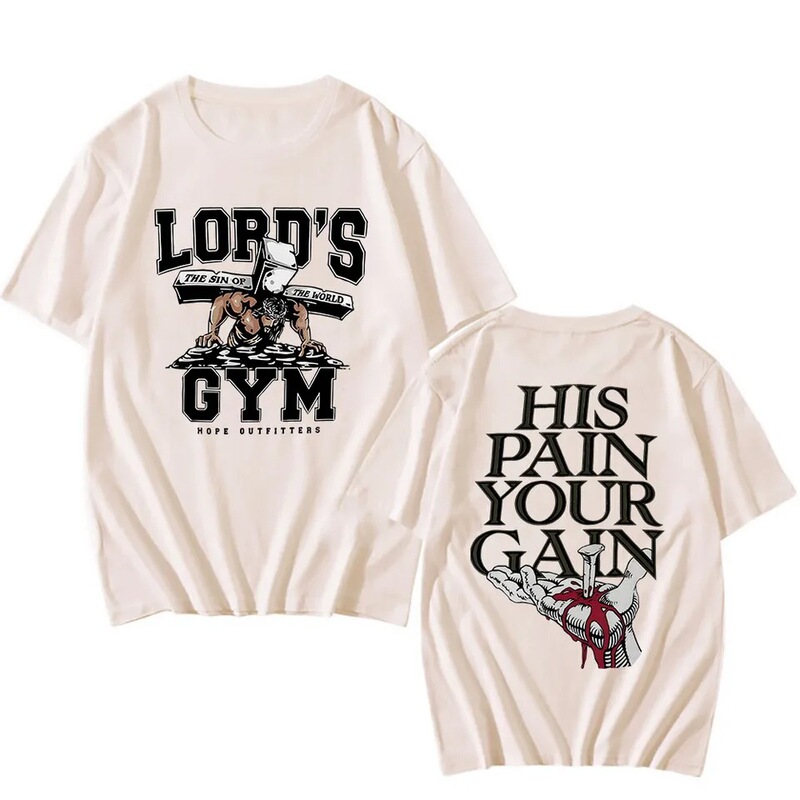 His Pain, Your Gain Printed T-Shirt, Lord Gym Strong Man Graphic T-Shirt, Streetwear Hip-Hop His Pain, Your Gain Printed T-Shirt, Lord Gym Strong Man Graphic T-Shirt, Streetwear Hip-Hop