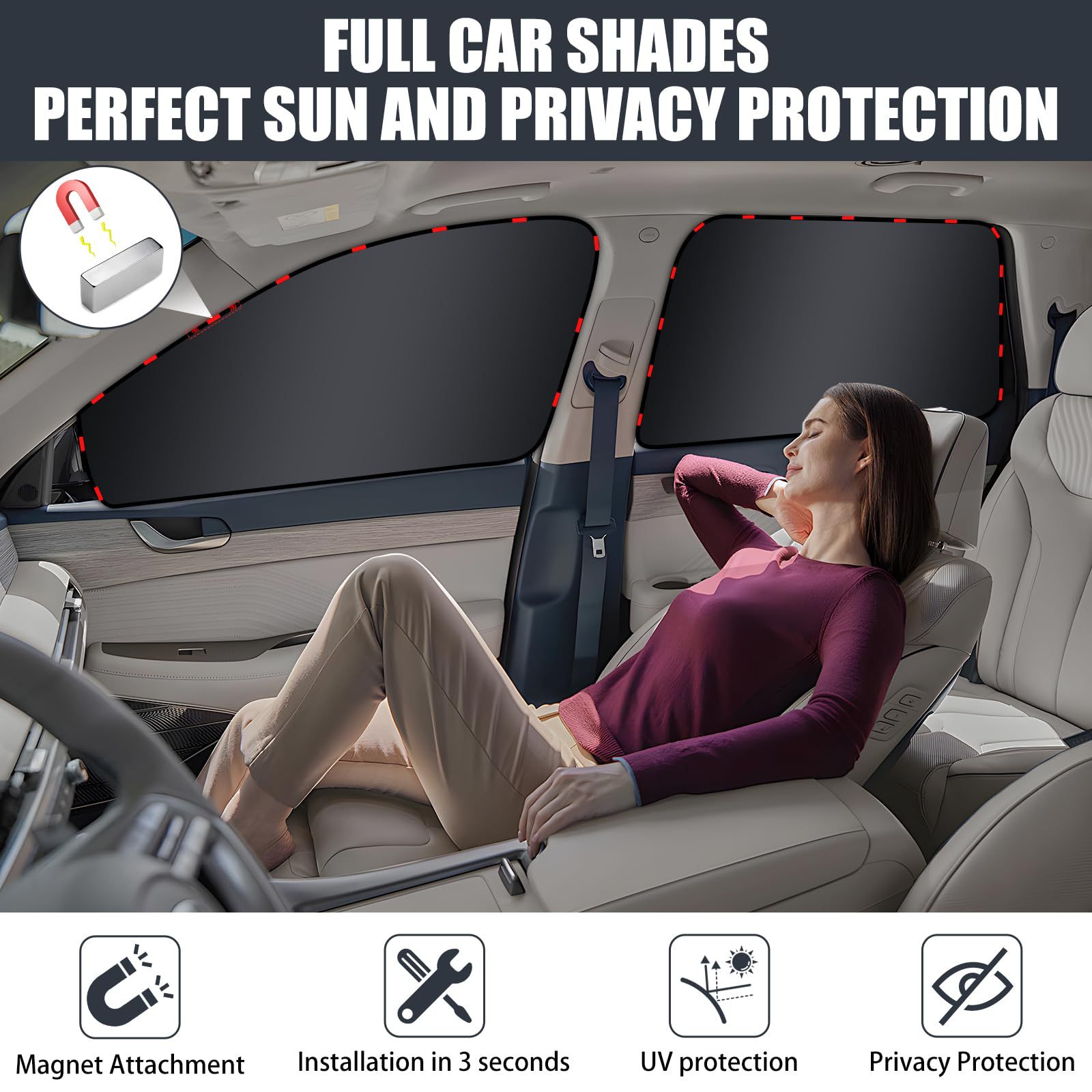Cross-Border New Magnetic Privacy Car Window Cover Sunshade Blackout Mosaic Camping Curtain Insulated Car Sunshade