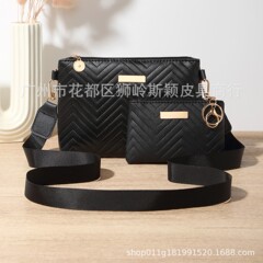 クロスボーダー人気のツーピースセット波状ソリッドカラーのハイエンドエンボス加工ソリッドカラーショルダーストラップ通勤バッグレディースクロスボディバッグ