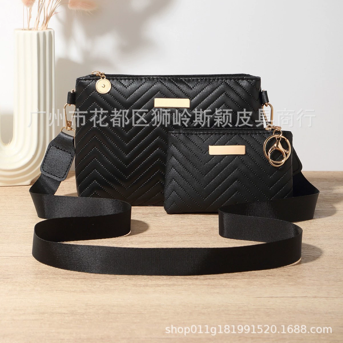 Популярный трансграничный комплект из двух предметов, волнистый однотонный высококачественный однотонный ремень с тиснением, женская сумка через плечо