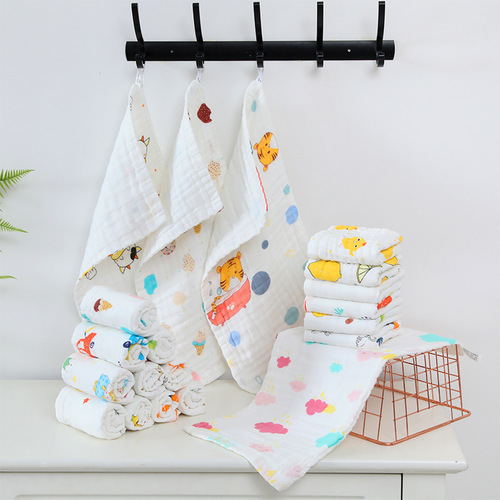 Children's towel six-layer gauze cotton face wash baby towel baby newborn high-density cartoon small handkerchief