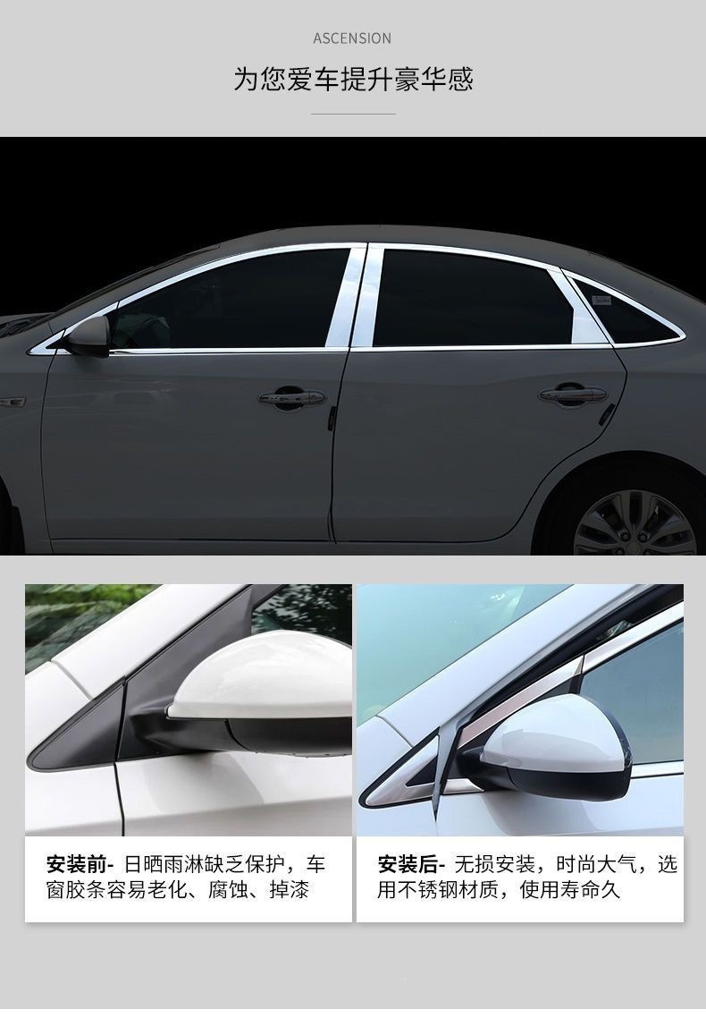 16-19 Models of the Chevrolet Cavalier Stainless Steel Window Trim Strips, Body Window Trim Strips, Door Window Modification Decorative Strips, Default Option