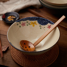 日式创意8英寸陶瓷拉面碗螺蛳粉学生斗笠汤粉复古釉下彩面馆