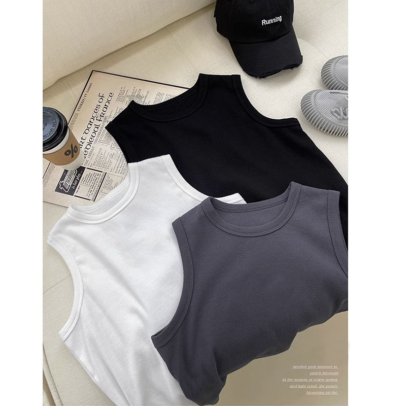 Kids' Vest for Boys, Summer Cotton A-Grade Solid Color Sleeveless T-Shirt with Shoulder Straps—Perfect for Outfits and Tops