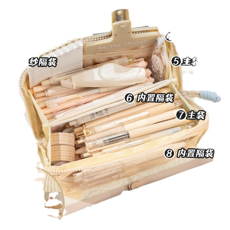 Caja de lápices de gran capacidad caja de papelería de alto aspecto para estudiantes de secundaria caja de lápices simple estilo ins 2023 nueva hembra