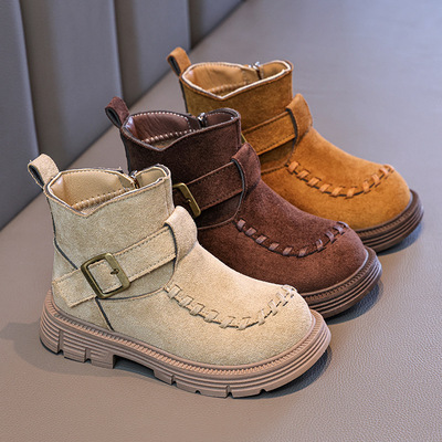 Martens, демисезонные детские повседневные короткие сапоги на платформе, в западном стиле