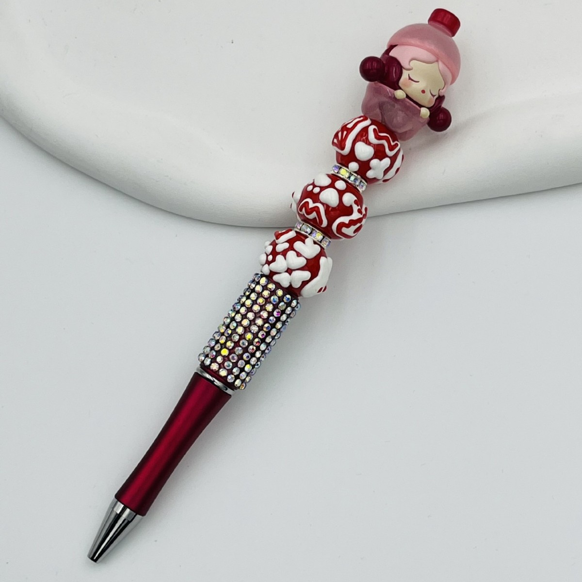 Genuino bolígrafo de granos espumoso, bolígrafo de cuentas encantador, bolígrafo de regalo creativo de dibujo a mano, bolígrafo de bola creativo