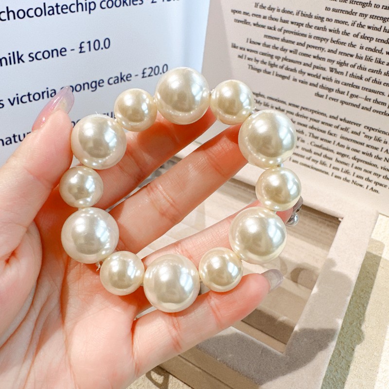 South Korea Dongdaemun All-match Pearl Hair Rope Temperament Simple Hair Tie Rubber Band Elastic Hair Rope Bracelet Dual-purpose Headdress