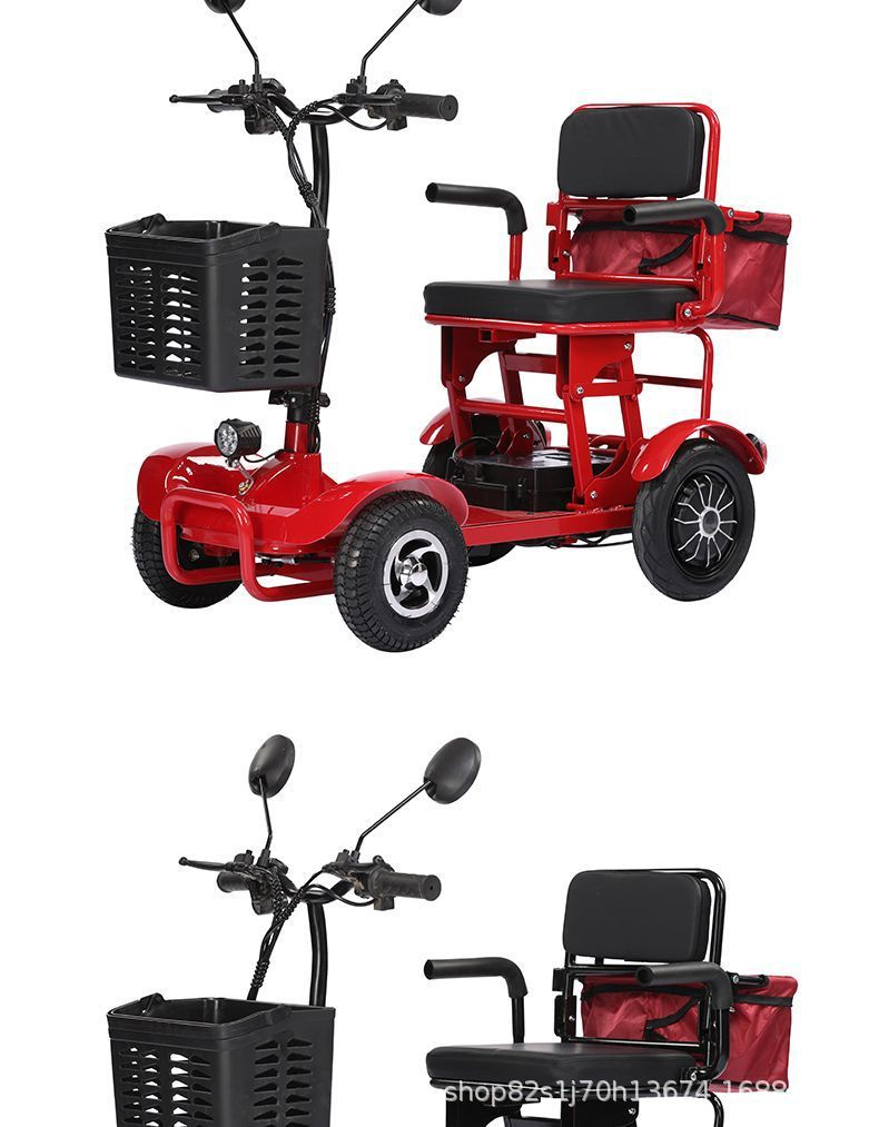 Four-Wheel Electric Vehicle for the Elderly, Electric Scooter for Women to Transport Children, Small Foldable Electric Scooter for Home Use