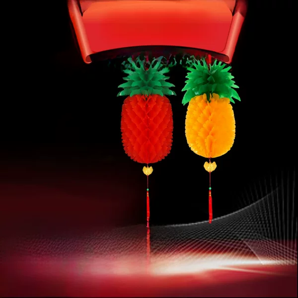 Factory Wholesale Honeycomb Plastic Paper Red Pineapple Lantern Festive Supplies Advertising Red Lantern Wholesale