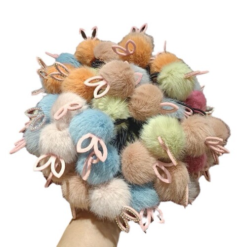 New autumn and winter plush hair band, high elasticity, cartoon fur ball hair rope, cute princess headband, small fresh rubber band
