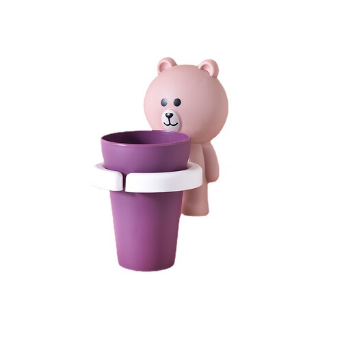 Source factory children's tooth brushing holder baby wall-mounted toothbrush cup toothbrush mouthwash cup cartoon cute tooth cup holder set