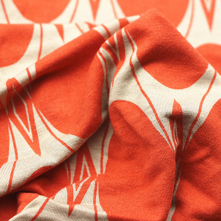 印花汗布服装面料针织人棉粘胶氨纶弹力染色活性印花单面布汗布