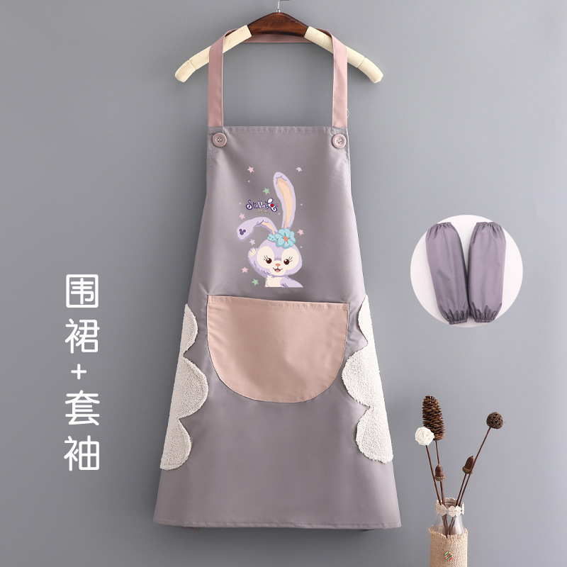 おしゃれでシンプルな家庭用キッチンエプロン防水防油女性夏の薄いタイプの出勤料理大人の腰を囲む作業服|undefined