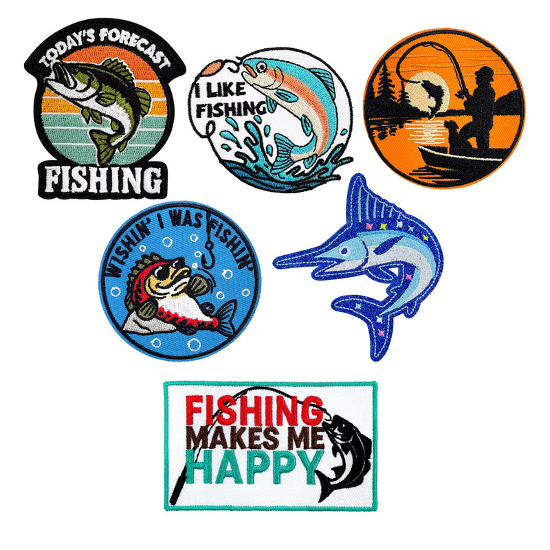 刺绣布贴 鱼 fish 钓鱼者 系列补丁贴片背胶熨烫款式 现货|undefined