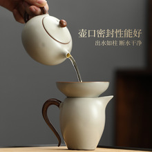 汝窑功夫茶具套装2024新款轻奢中式办公室会客盖碗泡茶壶茶杯套装
