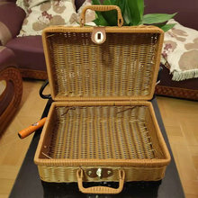 复古手提箱收纳箱行李拍摄道具塑料整理箱家用布艺藤编野餐篮编织