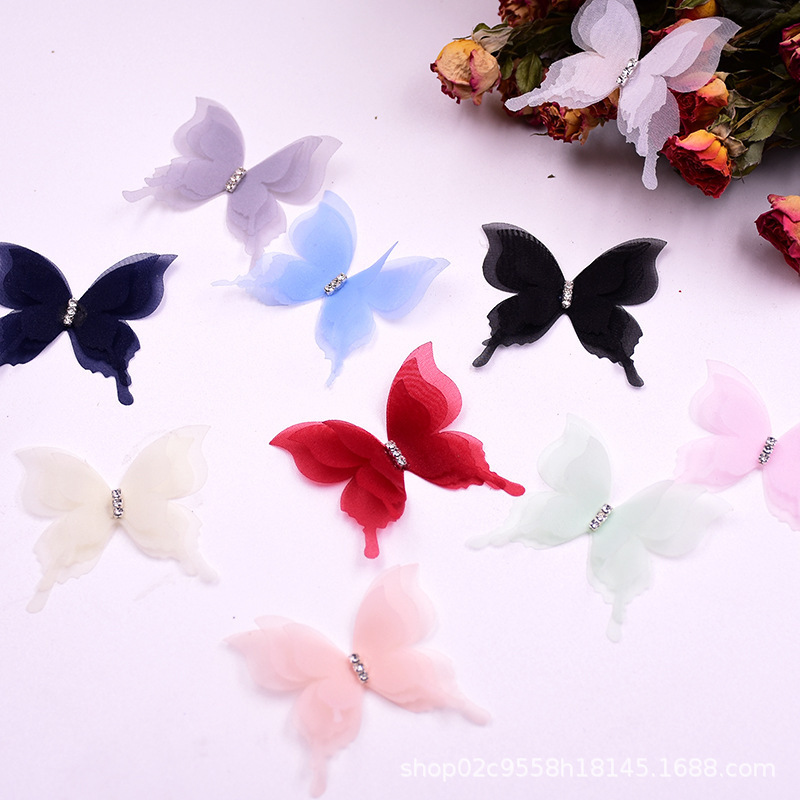 [One-piece delivery] 20 PCs three-layer solid color butterfly wings Super fairy handmade DIY material ancient costume hairpin accessories