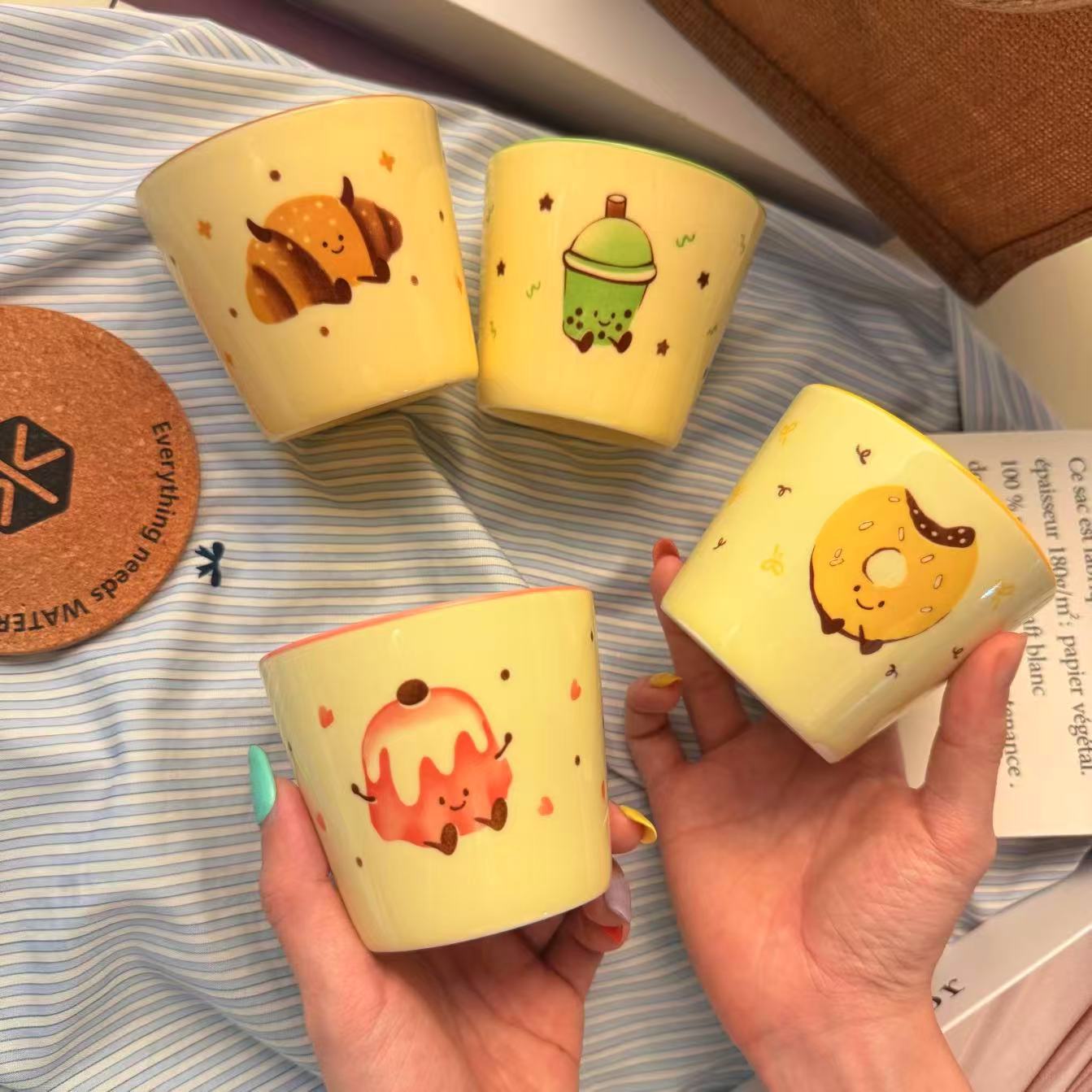 Frutas encantadoras tazas de cerámica caseras nuevas tazas de café de alto valor, tazas de leche, tazas de desayuno, tazas de café