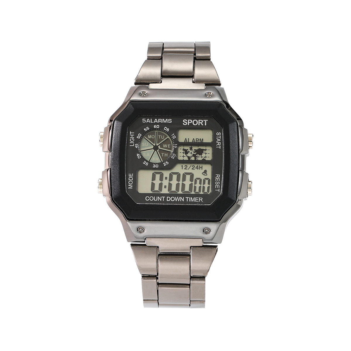 Comercio exterior Reloj de hombre Moda LED luminoso estudiante reloj electrónico reloj cuadrado reloj de acero reloj electrónico de los hombres al por mayor