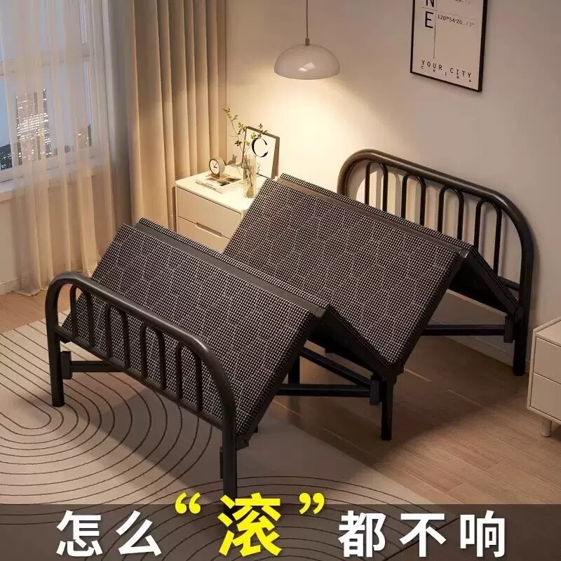Folding single bed for home use, simple adult double bed, no installation required, suitable for dormitories and rental apartments, hardboard bed for nap, iron bed Folding single bed for home use, simple adult double bed, no installation required, suitable for dormitories and rental apartments, hardboard bed for nap, iron bed