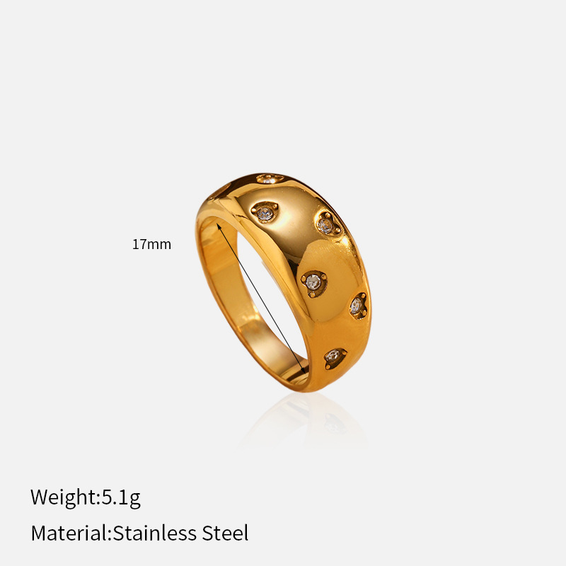 Europa y los Estados Unidos en la abertura de corte de viento anillo de diamante de acero de titanio chapado en PVD 18k oro real no se desvanece anillo de lujo ligero i