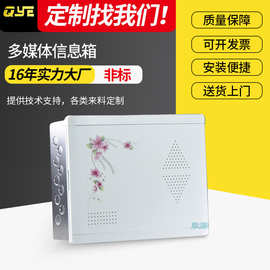 弱电箱不锈钢光纤箱 暗装弱电箱家居布线箱 白钢带画多媒体信息箱