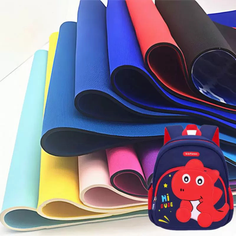 环保SBR橡胶复合涤纶布书包面料 儿童包防泼水耐磨布厂家直供