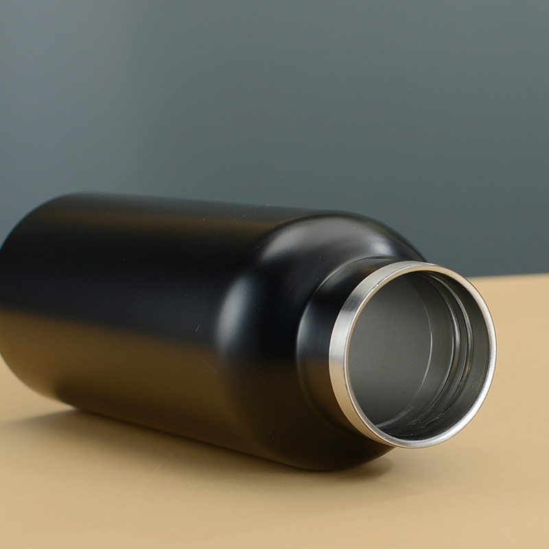 Große Öffnung Sportflasche Mode mit Tragering Doppelschicht Wasserflasche 304 Edelstahl Thermosbecher_voghion.com