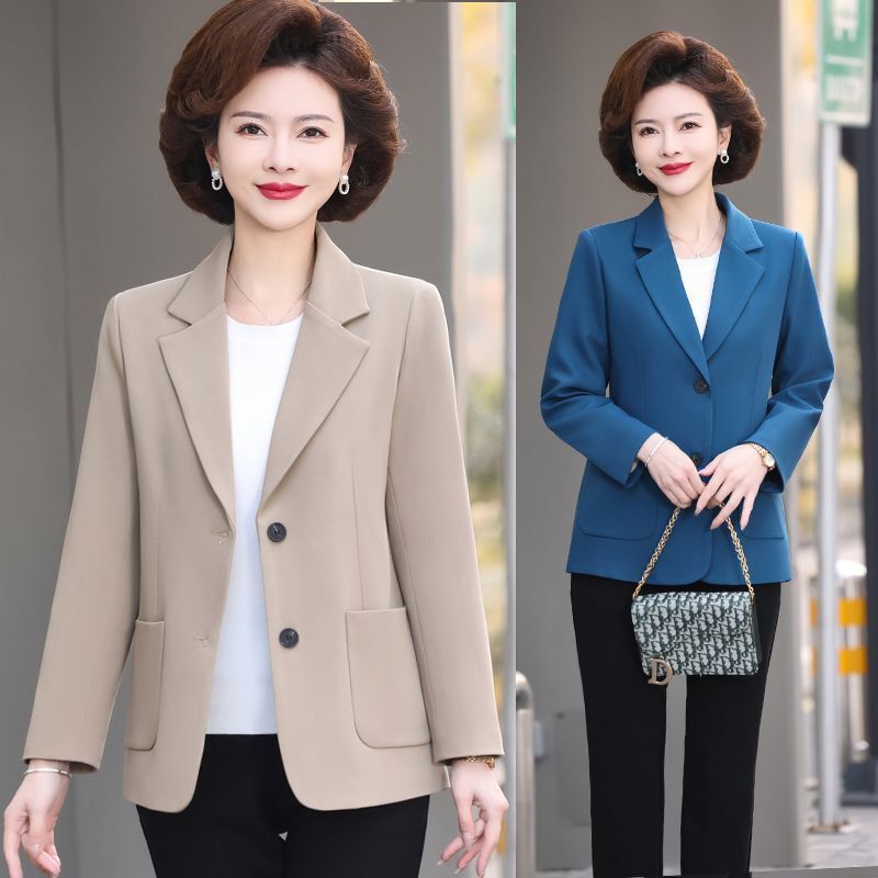 New Style Middle-Aged Mother's Autumn Suit Jacket, Short High-End Middle-Aged and Elderly Women's Tops for Outer Wear, Foreign Style