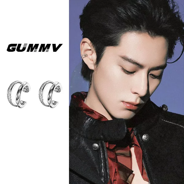 European and American style double-layer ear cuff for men, simple and elegant, suitable for those without pierced ears, couple's earrings