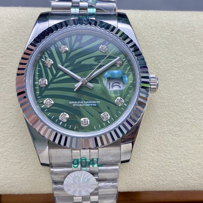 Green Basket Sun Pattern Men's and Women's Fully Automatic Mechanical Watch Steel Belt 2813 Calendar Cn Factory Watch European and American Couple Watch New