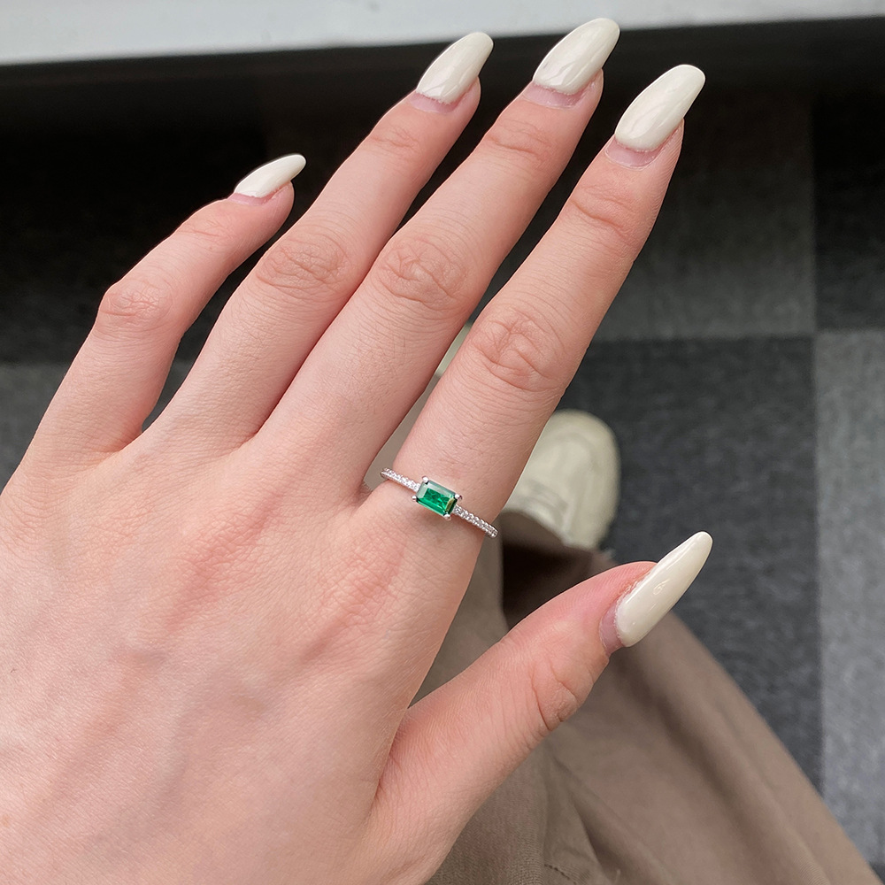 Fashion Square Sterling Silver Plating Inlay Zircon Rings 1 Piece