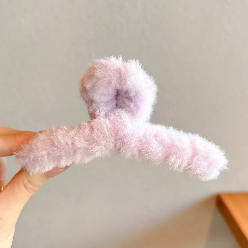 Pin de pelúcia para mujeres 2025 nuevo alto grado otoño invierno gran clip de tiburón cabello peludo clip de cabello adornamiento de cabeza