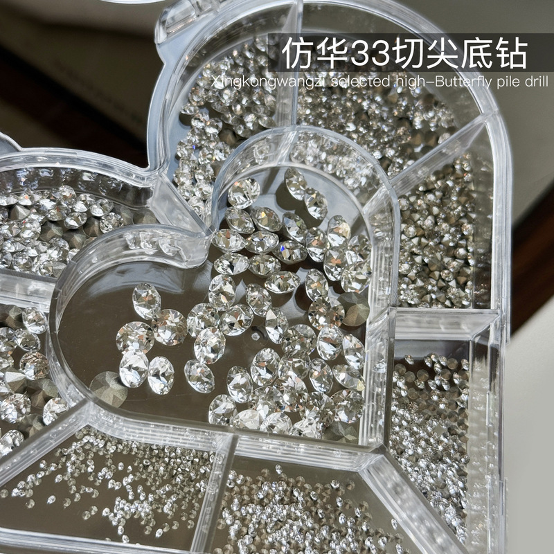 Nail Art Pointed-Back Rhinestone Jewelry Imitation K9 Diamond High-Quality Dazzling Three-Dimensional Round Diamond Mixed Size Nail Accessories Nail Art Pointed-Back Rhinestone Jewelry Imitation K9 Diamond High-Quality Dazzling Three-Dimensional Round Diamond Mixed Size Nail Accessories