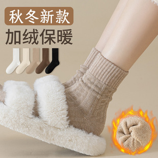 Women's socks in autumn and winter tube socks thickened fleece-lined warm month socks winter terry towel pile stockings