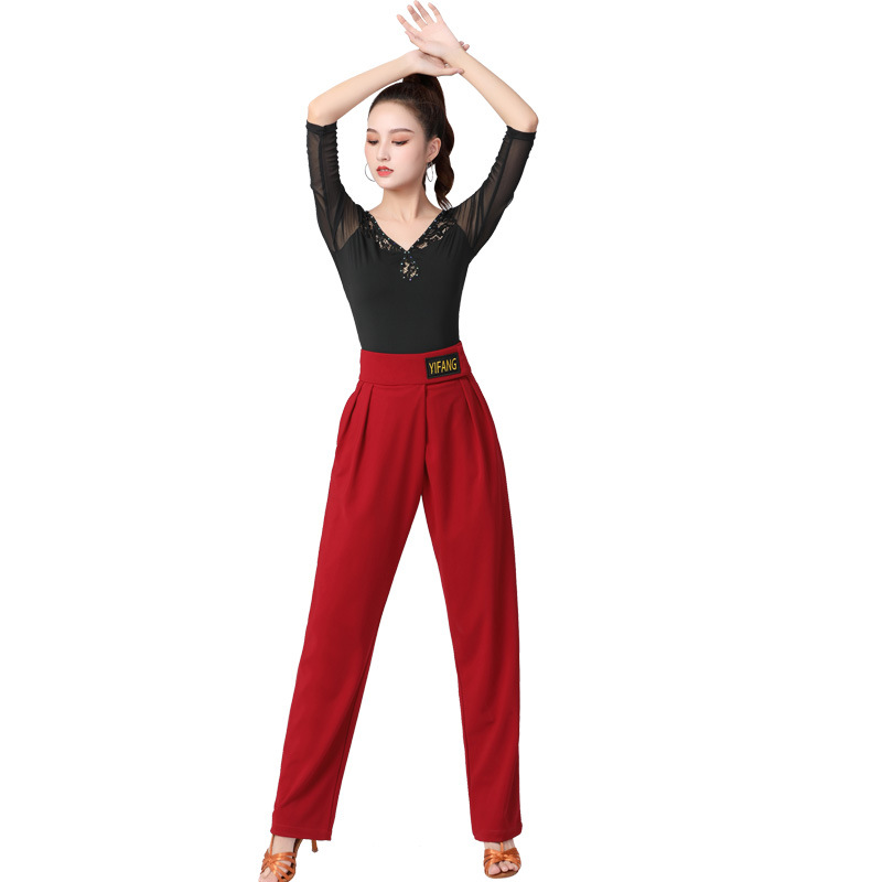 新款廣場舞褲服裝女拉丁舞摩登舞國標舞褲高腰小腳練功提臀跳舞褲