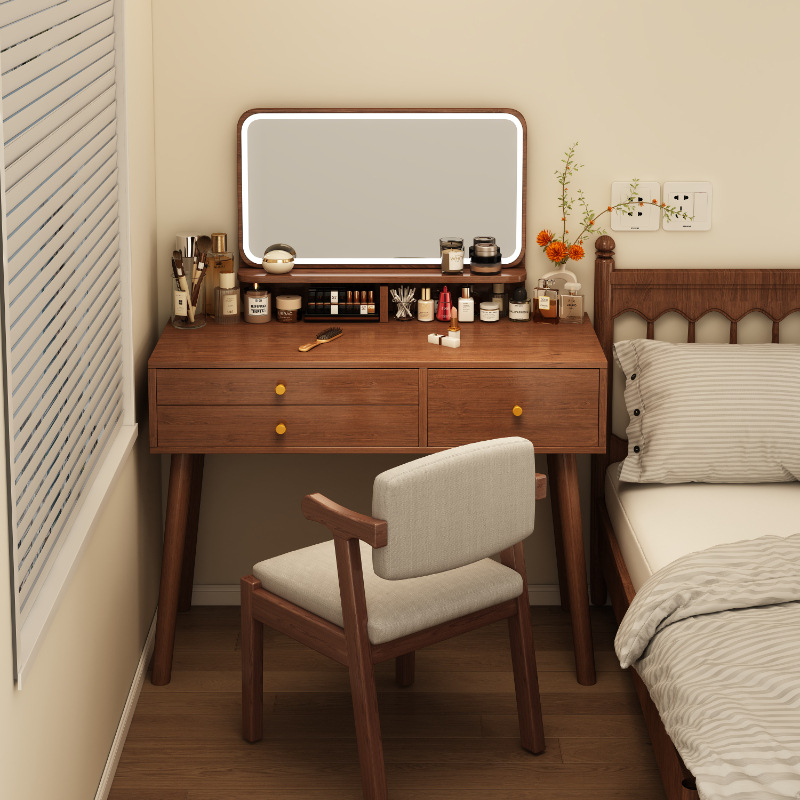 New Chinese Style Dressing Table Two-In-One Desk Storage Cabinet Cupboard Integrated Bedside Table Integrated Corner Dressing Table Mirror