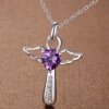 Purple zirconium, crystal pendant, necklace, wish, European style, silver 925 sample