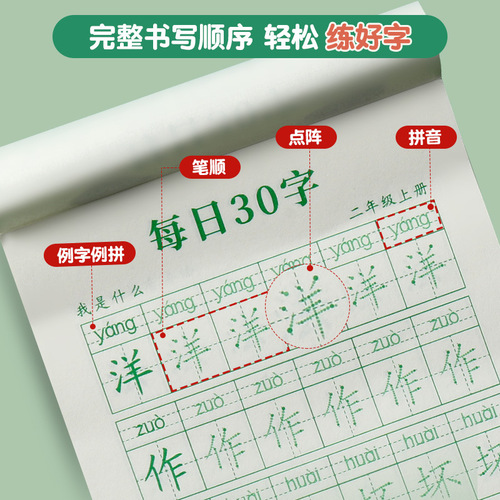 Stress reduction synchronous copybook first grade second grade third grade calligraphy practice stickers volume 2 Chinese synchronous calligraphy practice stickers daily