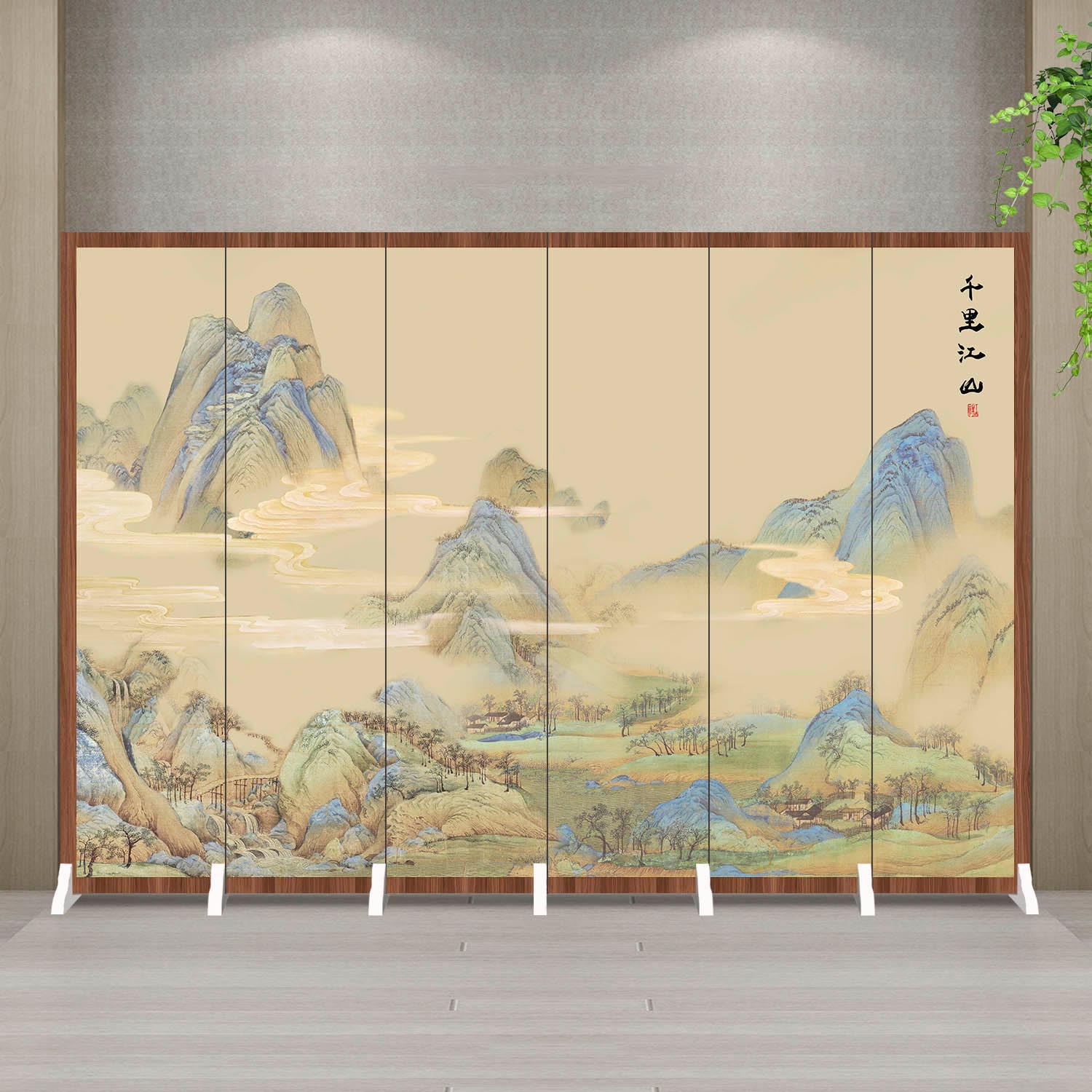 Chinese Partition Screen Landscape Office Hotel Restaurant Folding Mobile Home Simple Screen Partition Wall Living Room