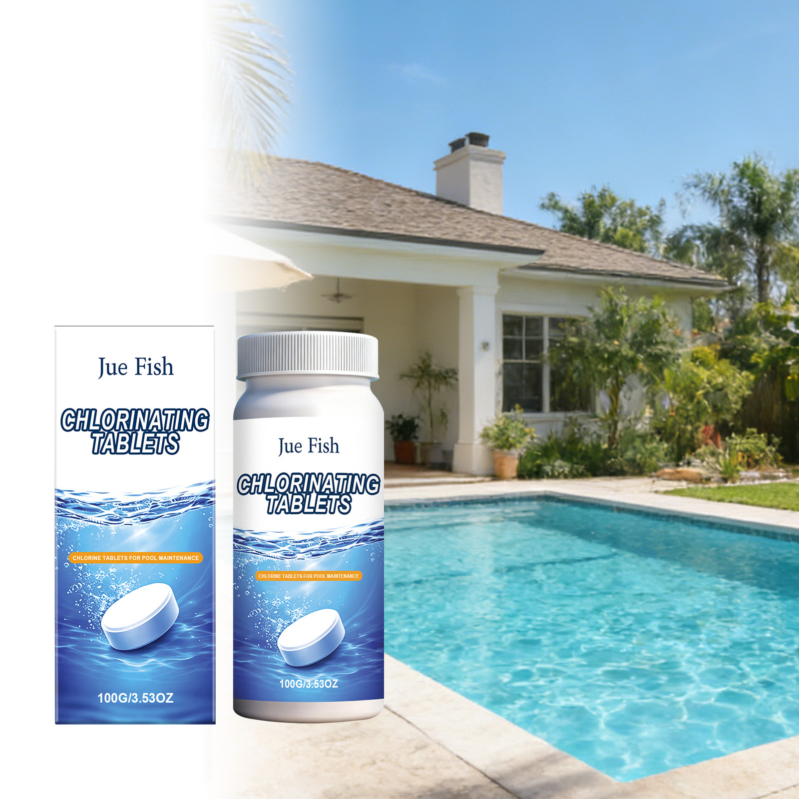 Jue Fish Swimming Pool Cleaning Tablets Clean Dirt and Freshen the Water for a Enjoyable Swimming Experience, Effervescent Tablets for Clearer Water Quality