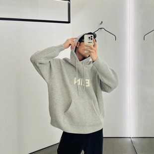 Correct High Version Original Label Cl Home 25Fw Patch Knitted Hooded Sweater Casual Loose Men's and Women's Sweatshirt