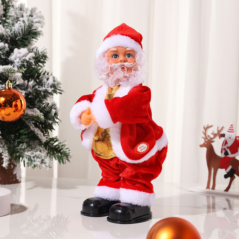 Transfronteriza eléctrica Santa Claus sacudiendo la cadera tocando la guitarra con música Navidad pequeño anciano decoraciones regalo de la muñeca