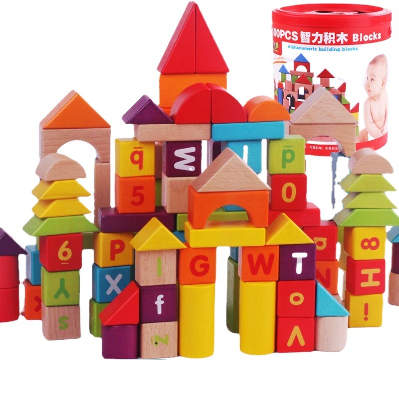 CPC juguetes de ensamblaje de bloques de construcción de madera para niños partículas grandes rompecabezas de educación temprana para bebés 1-2 años 3 niños 6 madera maciza al por mayor