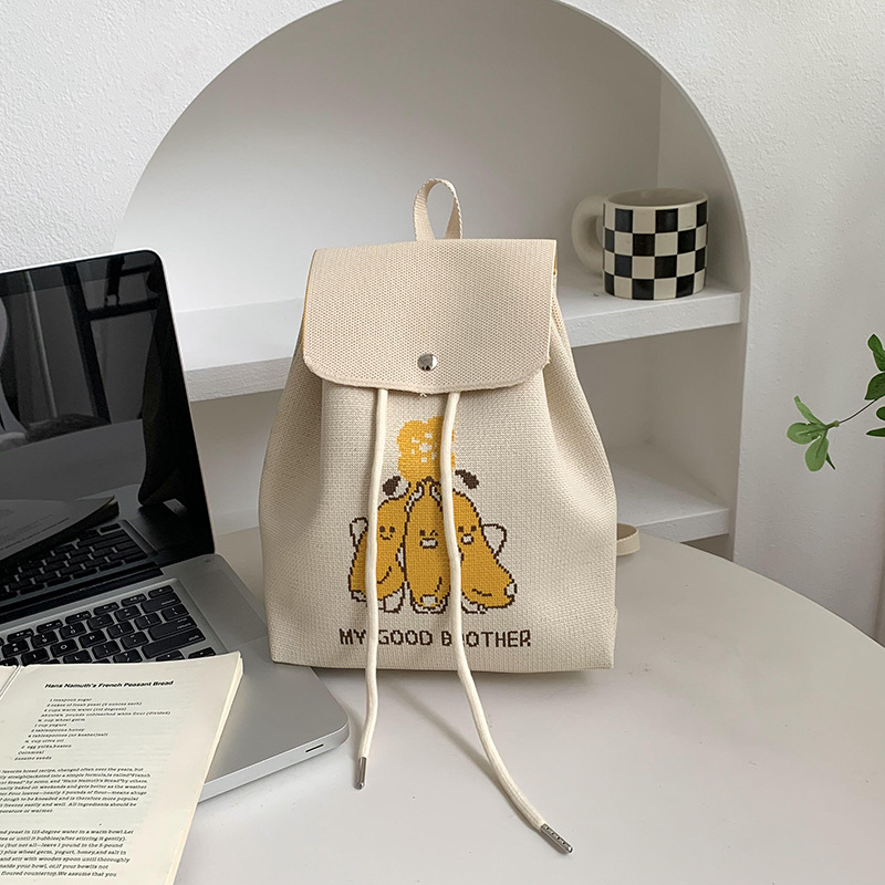 Mochila de alta calidad para damas nueva personalidad de dibujos animados versátil de gran capacidad de viaje bolsa de tejido portátil mochila de punto