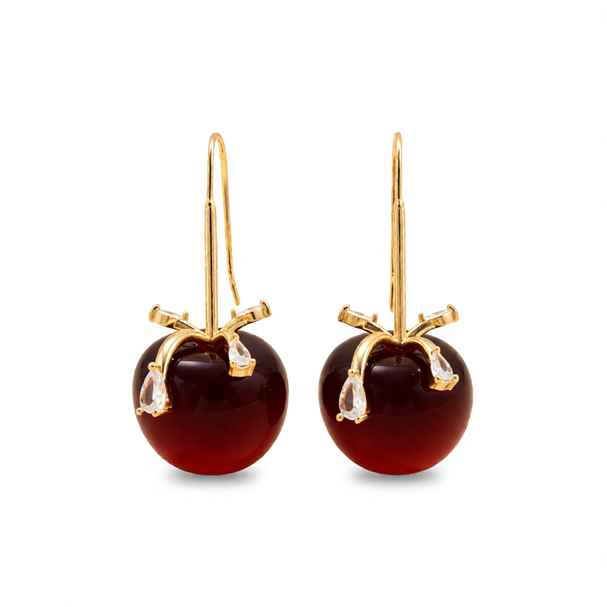 Europa y América resina zircon arco manzana gancho de auriculares de Año Nuevo feliz dulce aretes de moda nicho alta sensación de auriculares